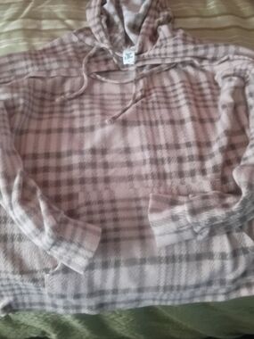 Sew In Love Pink Plaid Hooded Pullover Sweater